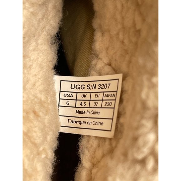 UGG Womens MOUTON Boot Roll Top BLACK Leather Heels Boots 3207 Size 6 - Picture 12 of 12